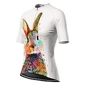 お買い得  ウィメンズジャージ-女性用 サイクリングジャージー 動物 虹色 勾配 半袖 バイク ジャージー トップス 3つのリアポケット付き マウンテンサイクリング ロードバイク 速乾性 ソフト 反射性ストリップ 後ポケット スポーツ ホワイト グリーン ローズレッド 衣類