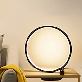 baratos Candeeiros de mesa-Lâmpada de mesa led com escurecimento de toque, lâmpada de mesa circular, sala de estar, lâmpada de cabeceira regulável, preto/branco, alimentada por usb, luz noturna redonda para iluminação de