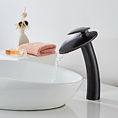 cheap Classical-Bathroom Sink Faucet,Waterfall  Heart Shape Handle Single Handle One Hole Bath Taps with Hot and Cold Switch