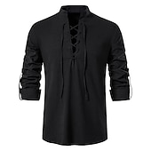 abordables Hauts-Médiéval Renaissance 17ème siècle Longueur moyenne Blouse / Chemise Costume de cosplay Ren Faire Chevalier Viking Chevalier Celtique Cordon de serrage Couleur Unie Homme Pirate Fantaisie Halloween