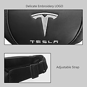cheap Car Headrests&amp;Waist Cushions-StarFire 1 Pack Genuine Leather Hanging Car Seat Pillow Neck Support Headrest for Tesla 3 S X Y Models Black Red Coffee Colors Optional
