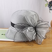 abordables Sombreros de Fiesta-Sombreros Red de Paja Cubo Sombrero Sombrero de Sol Sombrero Formal Carrera de Caballos de Kentucky Día de Damas Estilo Vintage Elegante Boda con Apliques Florales Adorno Impresionante Vestido de