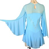 ieftine Rochii de patinaj artistic-Rochie de Patinaj Artistic Pentru femei Fete Πατινάζ στο πάγο Rochii Ținute Alb Bleumarin Albastru celest Peteci Plasă Spandex Înaltă Elasticitate Antrenament Profesional Competiție Ținută Patinaj