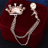 tanie Spinki i broszki-Męskie Broszki Geometryczny Korona Artystyczny Prosty Luksusowy Moda Europejskie Broszka Biżuteria Złota Srebrny Na Ślub Ulica Codzienny Praca Festiwal