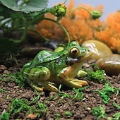 cheap Garden Sculptures&amp;Statues-2 Pieces Cute Resin Frog Garden Statue Bonsai Flowerpot Decoration Props for Desk Outdoor Garden Sculpture Decor Ornament