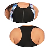 billiga Utslag-Dam Rash-guards Baddräkt UV Solskydd Andningsfunktion Snabb tork Ärmlös Kroppsdräkt Baddräkt Dragkedja fram Boyleg Knälängd Simmning Surfing Strand Vattensport Lappverk Sommar / Elastisk / Lättvikt