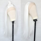 cheap Synthetic Lace Wigs-Synthetic Lace Wig Natural Straight Style 12-26 inch White Silky Straight 13*2.5 lace front Wig Female Wig White