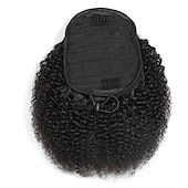 abordables Cheveux humains et postiches-cheveux humains cordon queue de cheval pour les femmes noires 8a brésilienne vierge afro crépus bouclés 4b-4c perruque clip en queue de cheval extension une pièce de cheveux humains pièces naturel