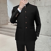 cheap Formal Suits-Men&#039;s Wedding Suits Black White Solid Colored Standard Fit 2 Piece Single Breasted Two-buttons