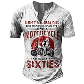 Men's Graphic Letter Motorcycle Henley Shirt Short Sleeve 3D Print Sports Lightweight Comfortable Street Daily Sports Summer White Henley Henley T-Shirt3