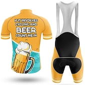 cheap Men&#039;s Clothing Sets-Men&#039;s Cycling Jersey with Bib Shorts Short Sleeve Mountain Bike MTB Road Bike Cycling Black Red Navy Blue Oktoberfest Beer Bike Clothing Suit 3D Pad Breathable Quick Dry Back Pocket Polyester Spandex