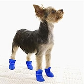 お買い得  ブーツとパウプロテクター-犬用 犬用ブーツ / シューズ レインブーツ 防水 かわいいスタイル 純色 ペット用 ゴム PVC シリコーン ブラック