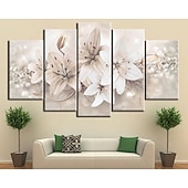cheap Botanical/Floral Prints-5 Panels Wall Art Canvas Prints Painting Artwork Picture Lily Floral Plant Home Decoration Décor Rolled Canvas No Frame Unframed Unstretched