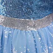 abordables Robes féeriques-Enfants Fille Robe Paillette Motif de flocon de neige Sans Manches Utilisation Soirée Etincelant Princesse Costume Mousseline de soie Polyester Maxi Automne Hiver 3-10 ans Bleu