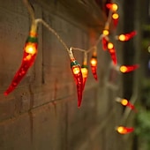 abordables Guirlandes lumineuses à piles-Guirlande lumineuse en forme de poivron rouge 3m 20leds guirlande lumineuse à piles noël jardin maison balcon vacances fête décoration