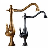 Χαμηλού Κόστους Βρύσες Κουζίνας-βρύση κουζίνας, ψηλό τόξο μονή λαβή με μία οπή περιστρεφόμενη τυπική ρετρό βρύση κουζίνας (αντίκες ορείχαλκος/ σφαίρα)