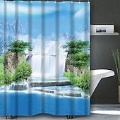 cheap Shower Curtains-Shower Curtain with Hooks 180cm*180cm(70&quot;*70&quot;) Polyester Washable Waterproof Landscape Waterfall Pattern