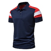 billiga Klassisk pikétröja för män-Herr POLO Shirt Golftröja Ledigt Polokrage Klassisk Kortärmad Ledigt Ensfärgat Knapp Fram Vår &amp; sommar Normal Vit Rubinrött Marinblå POLO Shirt