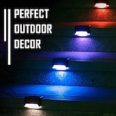 economico Illuminazione vialetto-4pcs luci per gradini solari per esterni luci per scale a led impermeabili a led per recinzione del giardino gradino ringhiera scale cortile patio percorso luce di festa