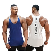 billiga Löpar-T-shirts och linnen-Herr Bokstav Linne för jogging Träningslinne Undertröja Sommar Ärmlös Ledigt Gata Snabb tork Andningsfunktion Gymträning Löpning Yoga Svart Armégrön Röd Sportkläder Sportkläder
