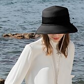preiswerte Partyhut-Polyester-Strohhüte mit Schneefang / Zierleiste 1pc lässige Kopfbedeckung