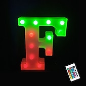 abordables 123496-LED lettre lumières signe 26 lettres alphabet avec télécommande allumer des lettres signe coloré pour veilleuse mariage/fête d&#039;anniversaire alimenté par batterie lampe de noël bar à la maison