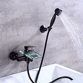 cheap Bathtub Faucets-Bathtub Faucet - Modern Contemporary Electroplated Wall Installation Ceramic Valve Bath Shower Mixer Taps