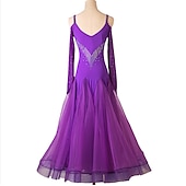 billiga Tävling Kläder-Tiodans Klänning Broderad Kristall / Strass Stenar Dam Prestanda Träning Långärmad Elastan Tyll