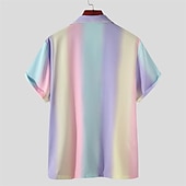 economico camicia da uomo con bottoni-Per uomo Camicia Camicia estiva Camicia con bottoni Camicia da campo Camicia cubana Viola Arcobaleno Manica corta Stampe astratte Collo ripiegabile Strada Informale Bottone giù Abbigliamento Di