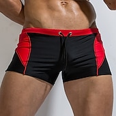 baratos calções de banho e calções de surf-Homens Calção Justo de Natação Shorts de Natação Secagem Rápida Leve Bermuda de Surf Roupa de banho Com Cordão Natação Surfe Praia Esportes Aquáticos Retalhos Verão