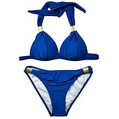 olcso Bikiniszettek-Női Szabályos Fürdőruha Bikini 2 darab Tanga Fürdőruha Pánt 2 db Nyissa meg a Vissza elemet Szexis Szabadság Divat Tiszta szín V-zsinór Ujjatlan Fürdőruhák