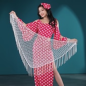abordables Tenues de danse du ventre-Danse du ventre Robe Noeud Creuse Femme Entraînement Utilisation Manches Longues Taille haute Soie Glacée