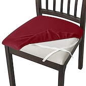 abordables Funda para silla de comedor-Fundas de asiento de terciopelo para comedor, color burdeos, elásticas, ajustadas, tapizadas, para sillas de comedor, fundas protectoras de muebles extraíbles y lavables con lazos
