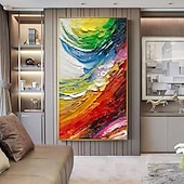 voordelige Abstracte schilderijen-olieverfschilderij 100% handgemaakte handgeschilderde kunst aan de muur op canvas verticale kleurrijke abstracte moderne woondecoratie decor gerold canvas geen frame niet uitgerekt
