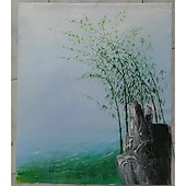 رخيصةأون لوحات زيتية-هانغ رسمت النفط الطلاء رسمت باليد عمودي مناظر طبيعية الأزهار / النباتية معاصر الحديث بدون إطار داخلي