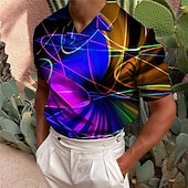 voordelige Heren Geometrisch Polo-Voor heren Abstract Lineair POLO Shirt Golfshirt Korte mouw Overhemd Strijkijzer Casual Dagelijks 3D-afdrukken Blozend Roze blauw Groen Grijs Afdrukken Kleding Modieus Ontwerper Casual Ademend
