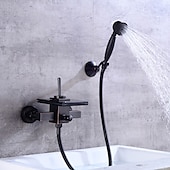 cheap Bathtub Faucets-Bathtub Faucet - Modern Contemporary Electroplated Wall Installation Ceramic Valve Bath Shower Mixer Taps
