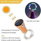economico Striscie luci ad energia solare-solare bottiglia di vino luci della stringa decorazione di cerimonia nuziale all&#039;aperto 2 m 20 led lucine con sughero impermeabile luce di natale rame ghirlanda patio giardino luci della stringa 10