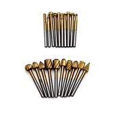 cheap Drill Bit Set-20 PC Set Of 3mm Electric Grinding High Speed Steel Woodworking Small Rotary File Engraving DIY Grinding Head Milling Cutter Set Accessories