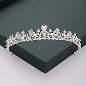 preiswerte Diademe &amp; Krone-Krone Tiara Haarbänder Kopfschmuck Strass Legierung Herbst Hochzeitsfeier  Abend Retro Süß Mit Kristall  Strass Geteiltes Gelenk Kopfschmuck Kopfbedeckung Kleid beeindrucken