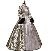 preiswerte Kleider-Retro Vintage Rokoko Viktorianisch Kleid Abschlussballkleid Übergrössen Farbblock Damen königlich Maskerade Party Abschlussball Karneval von Venedig Erwachsene Kleid