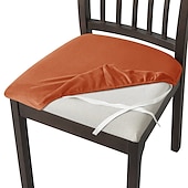 abordables Funda para silla de comedor-Fundas de asiento de terciopelo para comedor, color burdeos, elásticas, ajustadas, tapizadas, para sillas de comedor, fundas protectoras de muebles extraíbles y lavables con lazos
