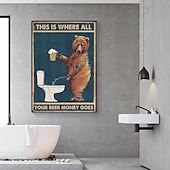 abordables Impresiones de Animales-Oso gruñón bebiendo cerveza impresiones cartel abstracto pared arte lienzo moderno lienzo pintura impresión imagen baño inodoro nórdico hogar Decoración sin marco