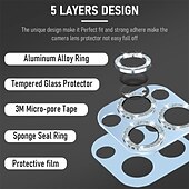 billiga Skärmskydd till iPhone-[2-pack] Kameralinsskydd Till Apple iPhone 16 iPhone 15 Pro Max Plus iPhone 14 Pro Max iPhone 13 Pro Max Härdat Glas 9 H-hårdhet Diamant Glittrig Reptålig