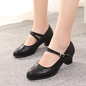 abordables Chaussures de bal, de danse moderne-Femme Chaussures Latines Salon Chaussures Modernes Chaussures de Salsa Intérieur Sandale Talon Basket Paillette Brillante Boucle Ruché Talon Cubain Boucle Noir Rouge Argenté