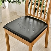 economico Copertura per sedia-Fodera per sedia da cucina elasticizzata bianca nera grigia fodera per sedile fodera in pelle pu elastico per cenare festa in hotel matrimonio morbido lavabile