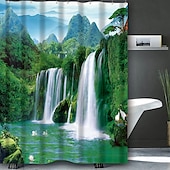 cheap Shower Curtains-Shower Curtain with Hooks 180cm*180cm(70&quot;*70&quot;) Polyester Washable Waterproof Landscape Waterfall Pattern