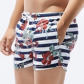 baratos Calções de Banho Masculinos-Homens Shorts de Natação Calção Justo de Natação Riscas Com Cordão Com bolsos Secagem Rápida Leve Bermuda de Surf Roupa de banho Surfe Praia Esportes Aquáticos Verão