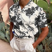 billiga Hawaii-polo för män-Herr Blommig Pikétröjor Golftröja Kortärmad Skjorta Nedvikt Ledigt Dagligen 3D-tryck Vit Gul Rubinrött Blå Grön 3D-utskrift Mönster Kläder Mode Designer Ledigt Andningsfunktion