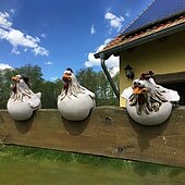 お買い得  庭の彫刻と彫像-楽しいガーデンアート樹脂クラフト鶏像鶏の彫刻飾り家の庭の庭の屋外の装飾アクセサリーフェンスの装飾